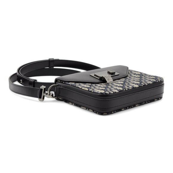 Dior Oblique Jacquard Messenger Crossbody Leather Lock Bag | Black | NEW - Picture 6 of 14